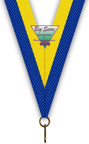 Medaillehalslint breed Blauw-Geel 